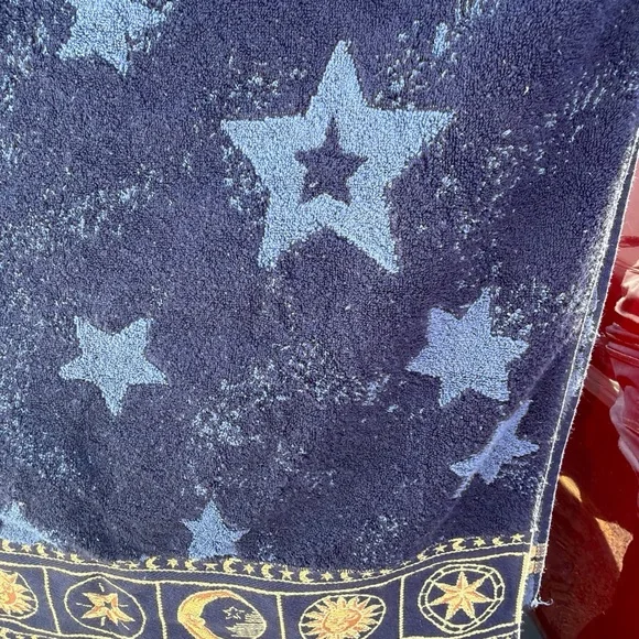 Vintage 3piece home trends bath and hand towels  Navy Star Pattern sun moon Y2K - Picture 7 of 13